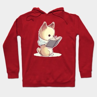 Cute funny puppy reading book Hoodie